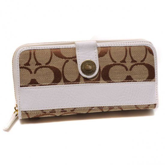 Coach In Signature Large White Wallets DTT | Women